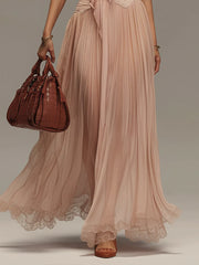Blush Shimmer Chiffon Tie Front Maxi Dress