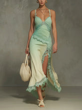 Green Gradient Knit Lace Bodycon Dress