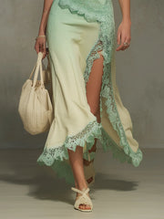 Green Gradient Knit Lace Bodycon Dress