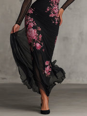 Black Sheer Cutout Mermaid Bodycon Dress