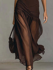Chocolate Brown Sleeveless Patchwork Bodycon Dress