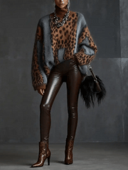 24-Hour-Shipping Brown Faux Leather Pants