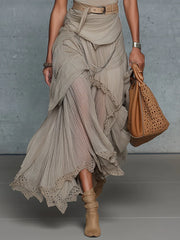 Oatmeal Comfortable Sleeveless Chiffon Maxi Dress Accessories Not Included