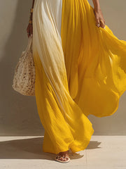 Yellow Gradient Chiffon Sleeveless Maxi Dress