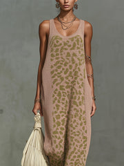 Pink Polka Dot Loose Fit Tassel Knit Maxi Dress