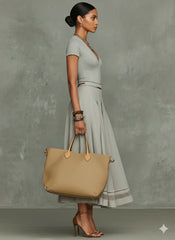 Gray V-Neck T-shirts And Midi Skirt Set