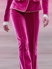 24-Hour-Shipping Barbie Pink Velvet Pants With Light Pink Trimmed